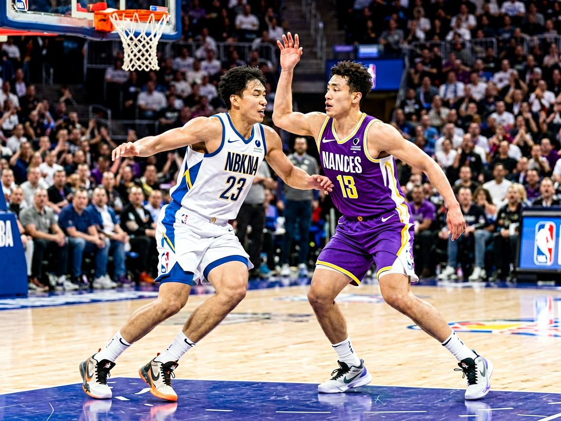 NBA比赛现场球员在球场上激烈对抗